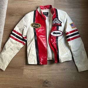 Vintage Leather Racing Jacket Fox motorcycle brand